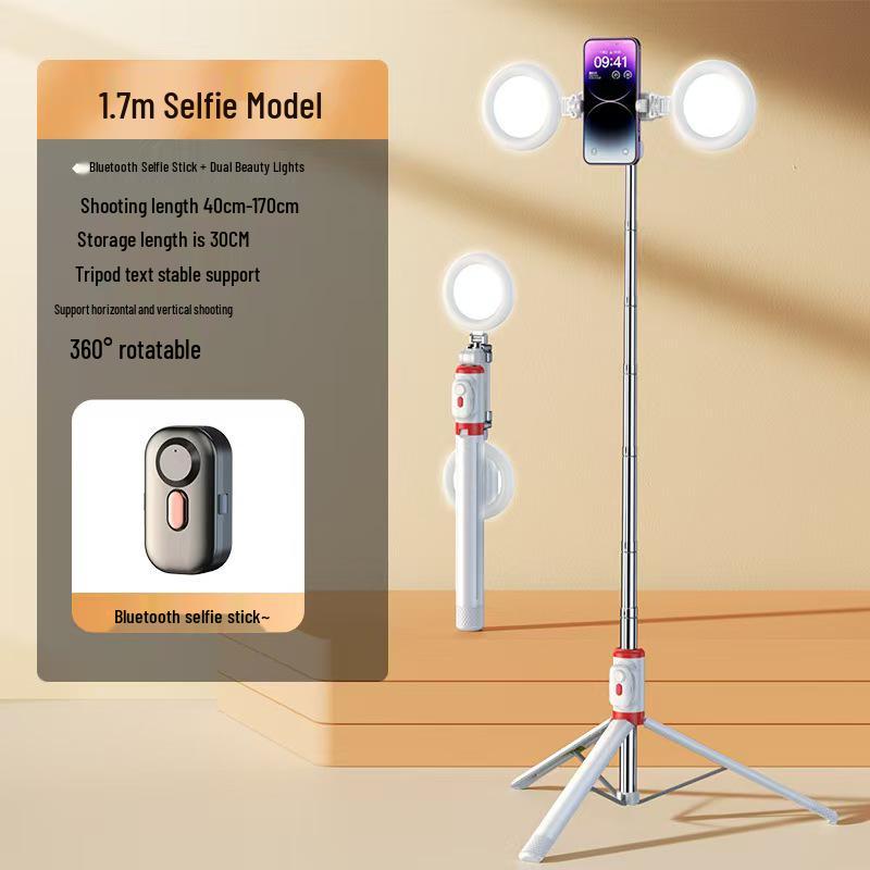 JC25 Portable Bluetooth Selfie Stick with Anti-Shake, Telescopic Tripod for Travel and Live Streaming Photography