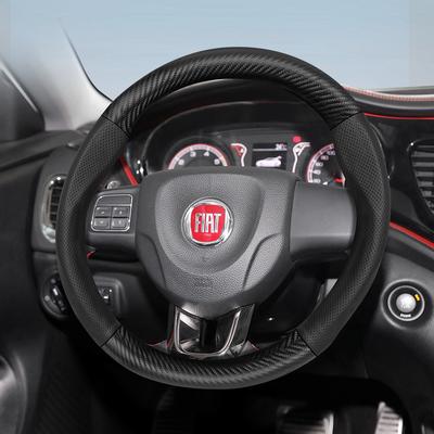 Suitable for Fiat Breathable Holes Leather Matte Carbon Fiber Texture Steering Wheel Cover Suitable for 500 Grande Punto Evo 169 Ducato Bravo Tipo