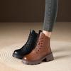 Thick-soled Martin Boots Women's New Autumn and Winter Boots Leather High-heeled Velvet Short Boots