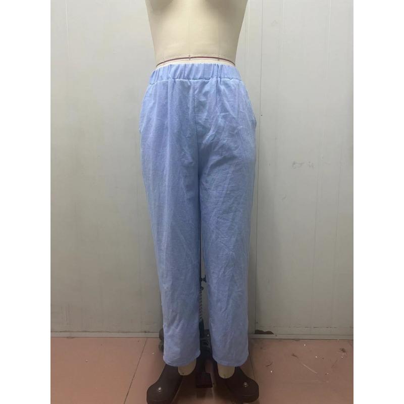 Fashion Casual Loose Hollow Out Women's Pants Cotton and Linen Loose Elegant New Solid Color Spring Autumn Short Trousers Office Basic Ladies Clothing