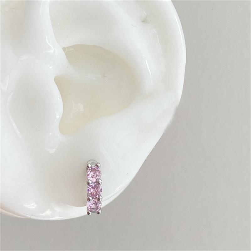 1 PCS New Fashion Cute Pink Zircon Crystal Ear Bone Nail 316L Medical Titanium Steel Earrings for Women Punk Jewelry