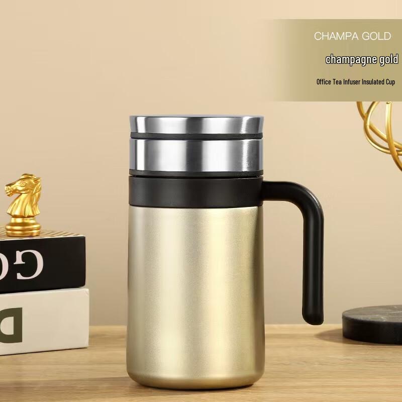 Изолированная офисная кружка из нержавеющей стали с ручкой