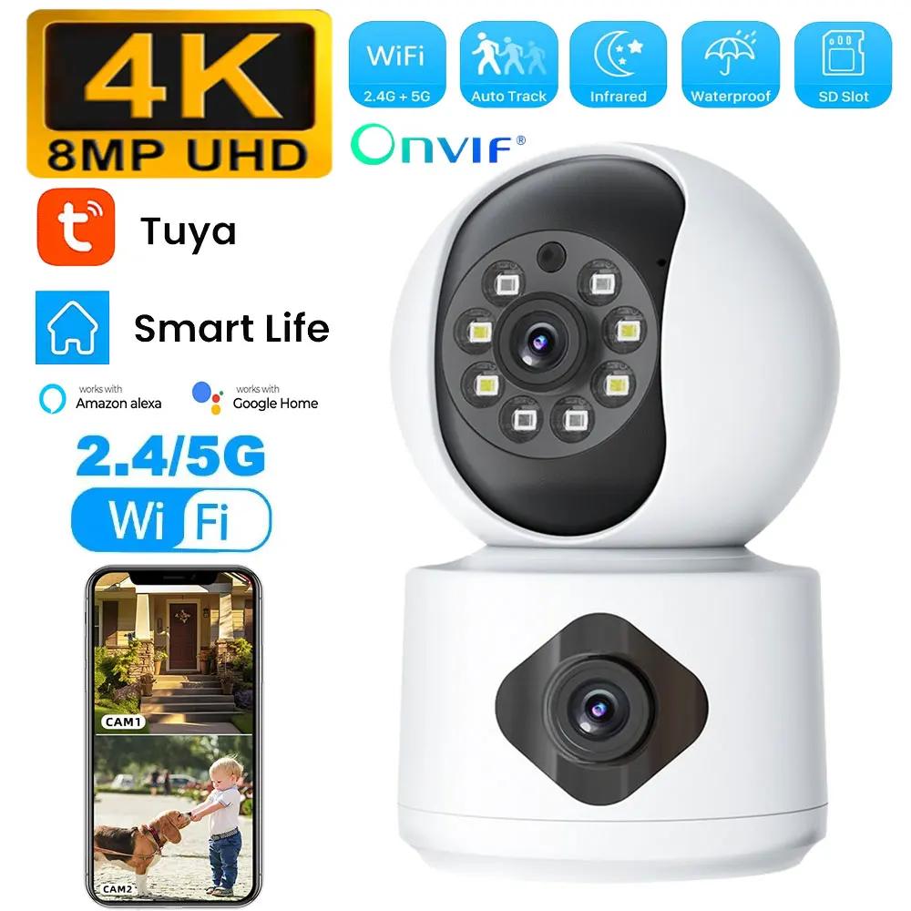 

Tuya 8MP 5G Wifi Indoor Lens Baby Monitor Color Night Vision Camera 4k Dual Screen Auto Tracking Video Surveillance 2.4G 4MP No SD Card
