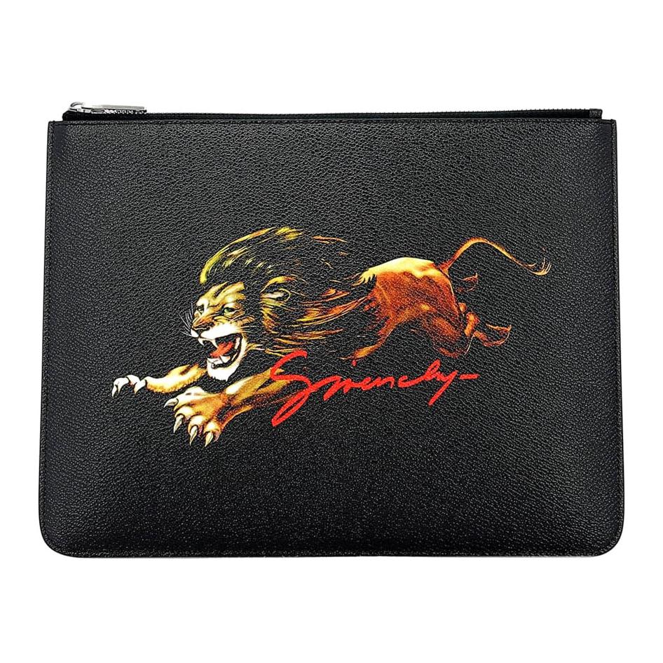 

Givenchy Lion Pattern Printed Zipper Small Calfskin Clutch Men clutch Black BK600JK-0G9-960 Basic Set (Bag+Dust Bag)
