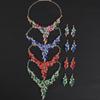 3psc Sweet and Romantic Three-dimensional Floral Women's Alloy Necklace Earrings Dignified and Elegant Banquet Dress Zircon Set