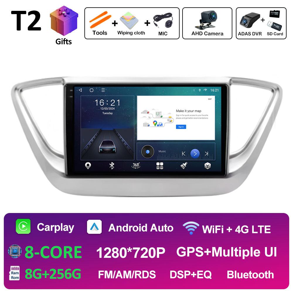 For Hyundai Solaris 2 Verna Accent 2017 2018 2019 2020 DSP Stereo Autoradio 9 inch Wireless Carplay Cooling fan WIFI Accessories