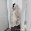 Matin Kim Womens Vintage Distressed Zip Hoodie Loose Fit Letter Print Streetwear Jacket Fall 2026