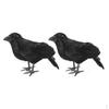 2pcs Vivid Crow Bird Statue Halloween Black Feathered Crows Decor
