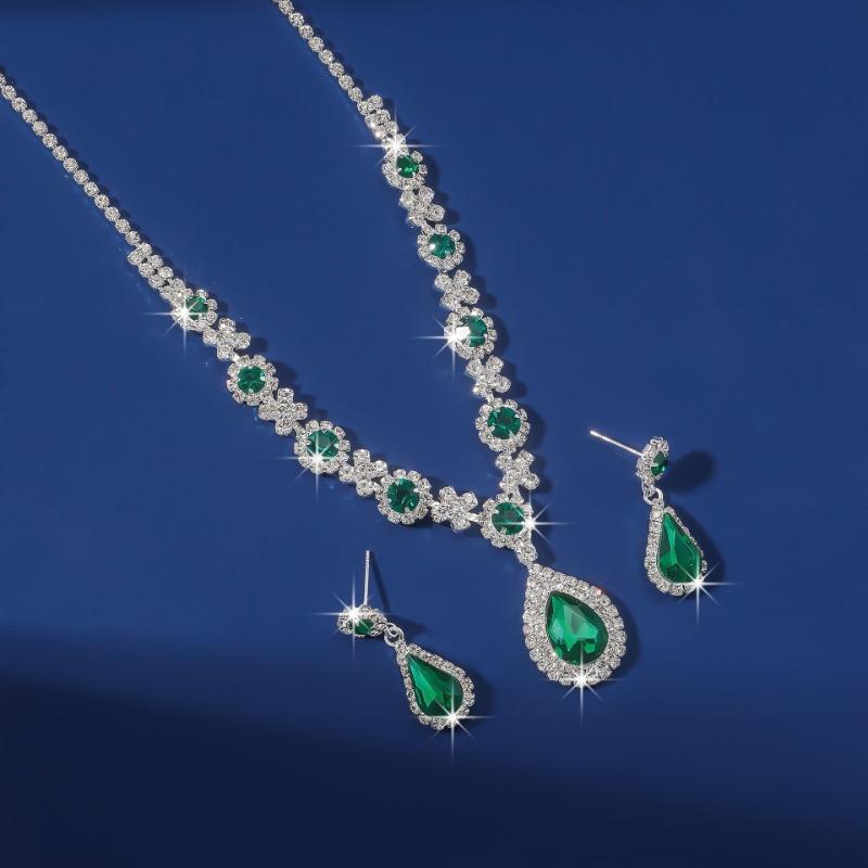 3-Piece Earrings Plus Necklace Set Women Elegant Jewelry Set