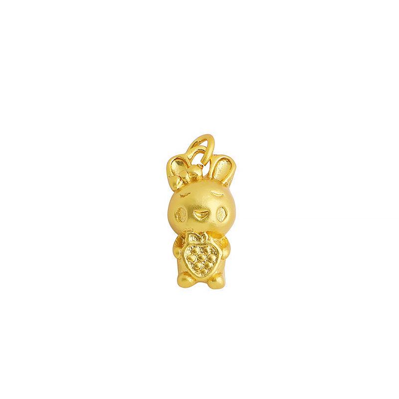 Gold-Plated Zodiac Rabbit Charm: Radish Rabbit Pendant for DIY Handmade Bracelet or Necklace