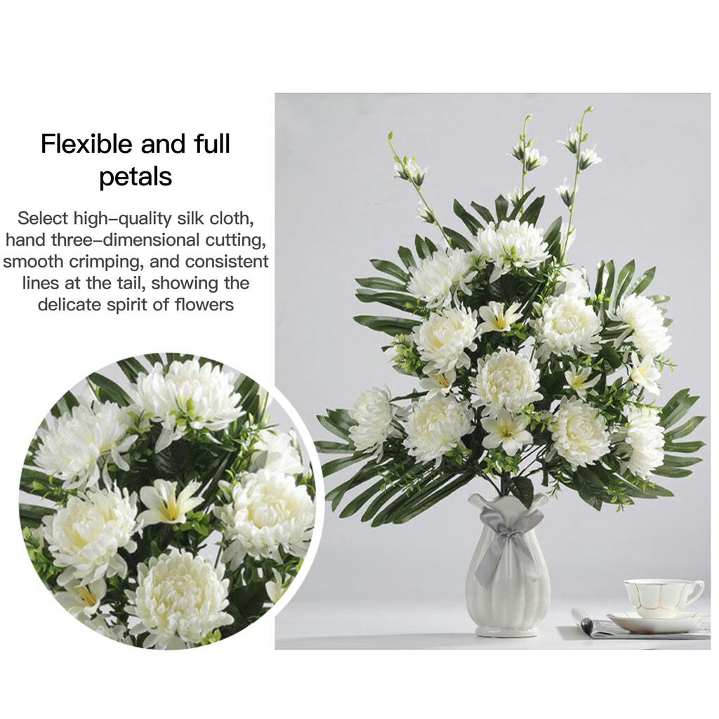 19 Head Chrysanthemum Sacrificial Tomb Flowers Artificial Flowers for Sacrifice and Tomb Sweeping White Yellow