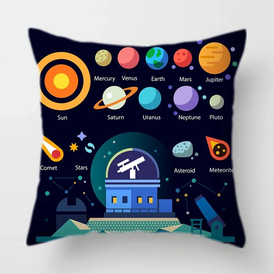 45X45Cm Universe Theme Cushion Cover Space Dream Astronaut Planet Decorative Pillows Case For Sofa Home Kids Room Pillowcase