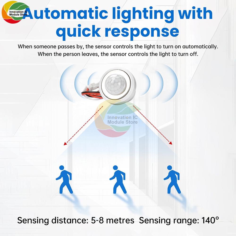 DC 1.1-11V Adjustable Infrared Motion Sensor Switch Automatically Detects Adjustable Delay Sensors Probe Motion Sensor