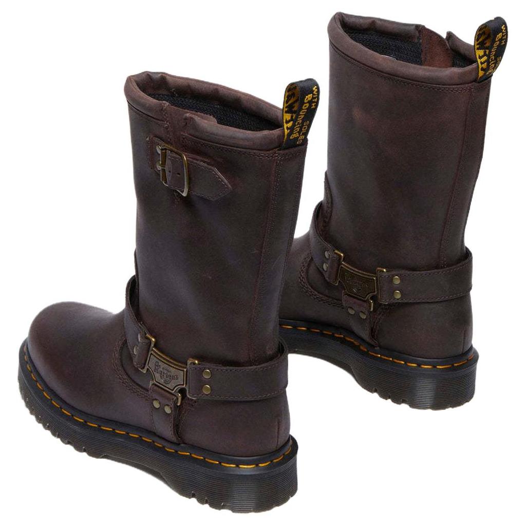 Dr. Martens Anistone High Leather Biker Boot Dark Brown Unisex Sneakers 31901201