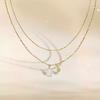 Emporio Armani Pearl Series Double Chain Layered Design Lightweight Versatile Necklace Women necklace Gold Brass EGS3273710
