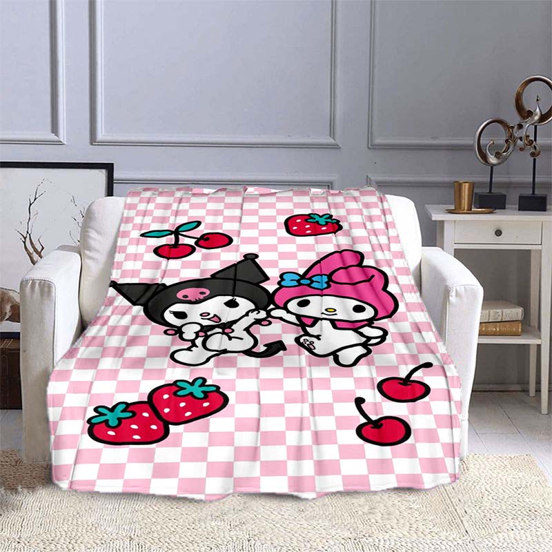 This 3D Adorable My Melody and Cinnamoroll Cartoon Flannel Blanket Is Comfortable and Soft, Suitable for Use In Bedrooms, Beds,