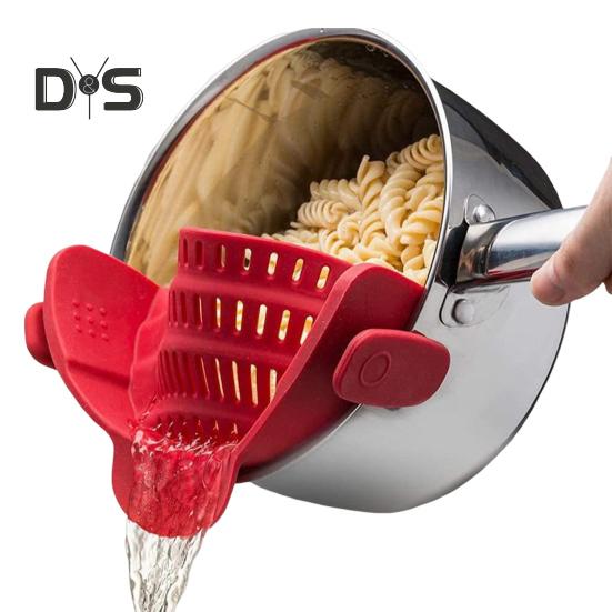 Silicone Clip On Pan Pot Strainer Anti-Spill Drain Basket Food Grade Universal Colander for Pasta Fruit Vegetable Kitchen Restaurant Picnic