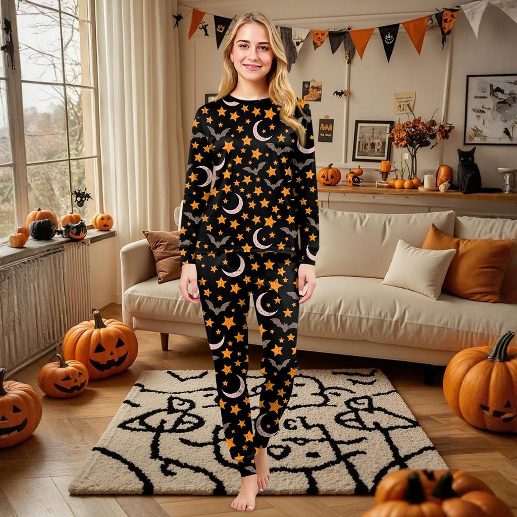 Family Matching Print Sets Pajamas Loungewear Outfits Family Matching Long Sleeve Tops+Pants Set