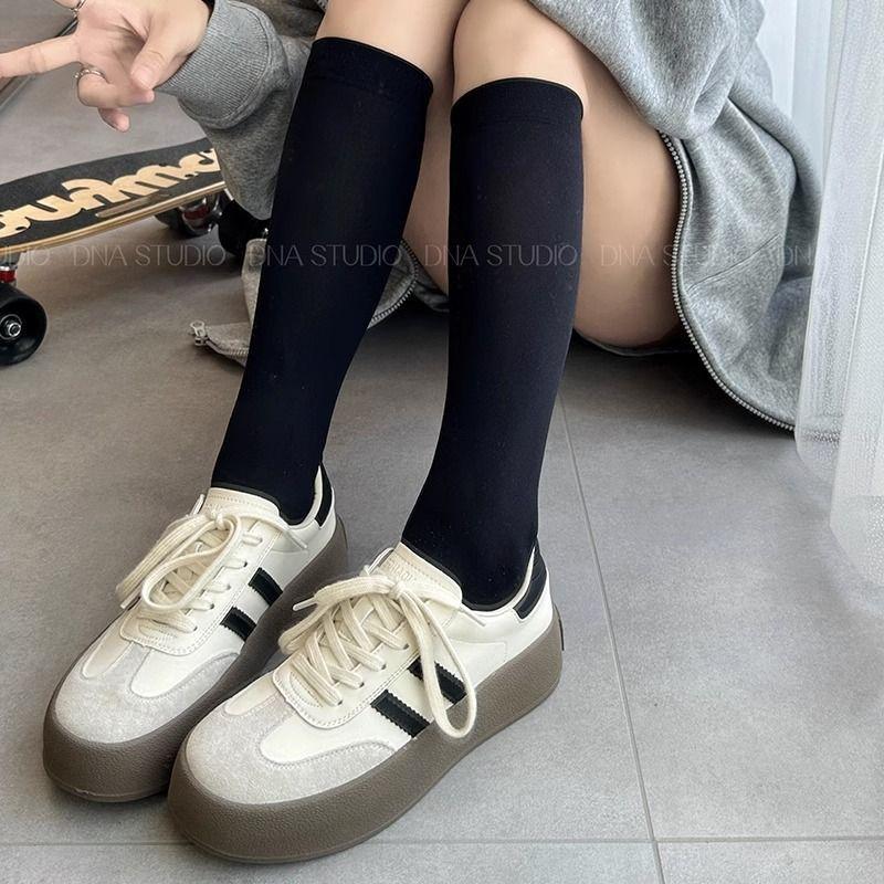 Dexun shoes women's 2025 spring and autumn new shoes women's breathable platform white shoes sports popular board shoes
