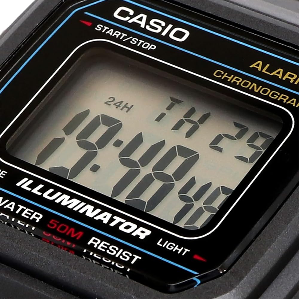 Casio Standard Digital Men's Watch W-217H-1AV Black Water Resistant Lightweight Design