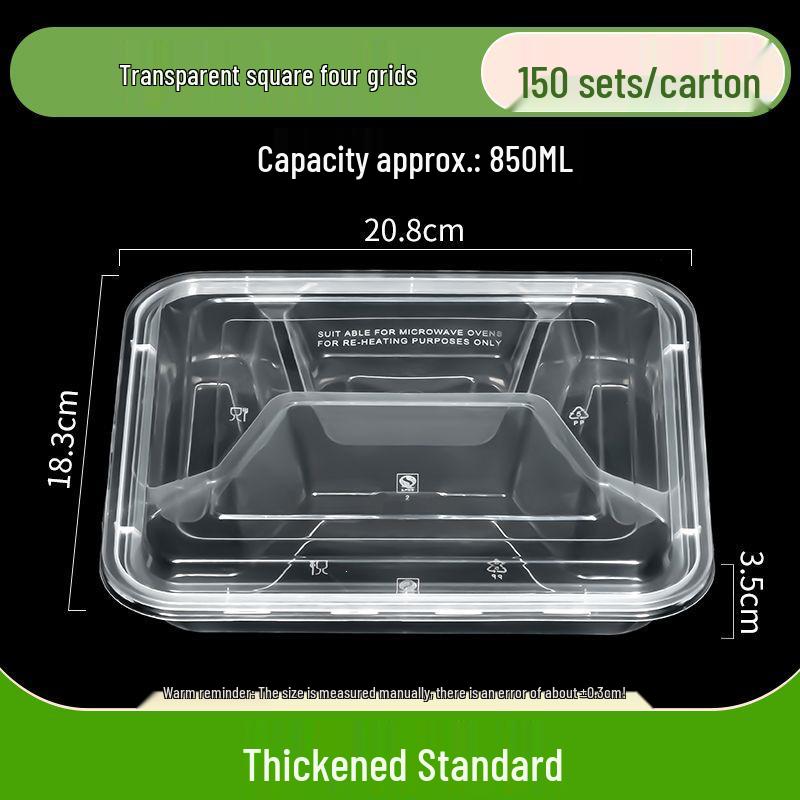 Thickened Disposable Bento Box with Five Compartments
