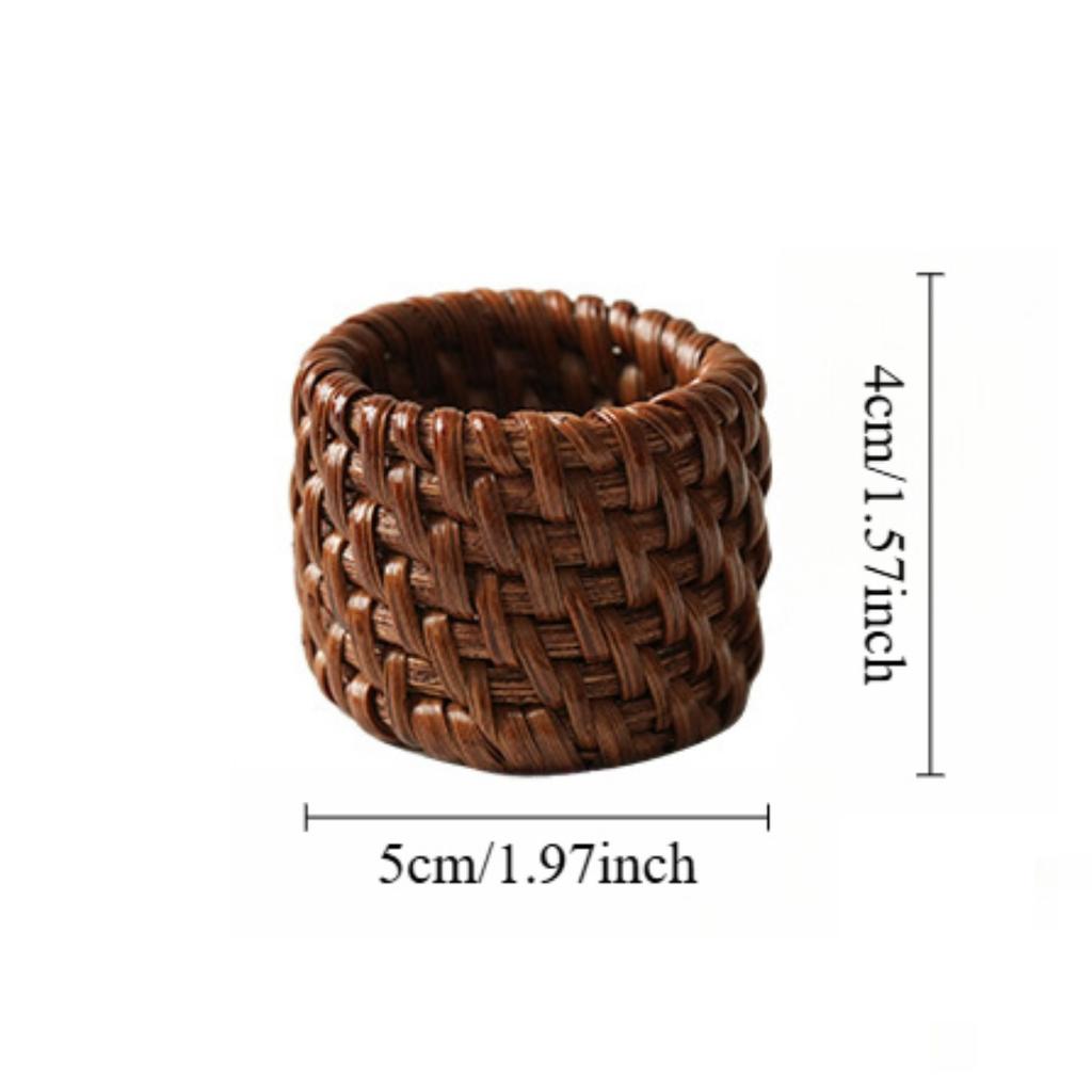 Woven Rattan Napkin Rings, Handmade Natural Wicker Napkin Rings, Farmhouse Chic Napkins Holder for Party Dinner Dining Table Decoration