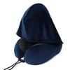 Memory Foam Travel Neck Pillow Soft Hooded Design Adjustable Strap Washable Cover for Flight Camping Nap