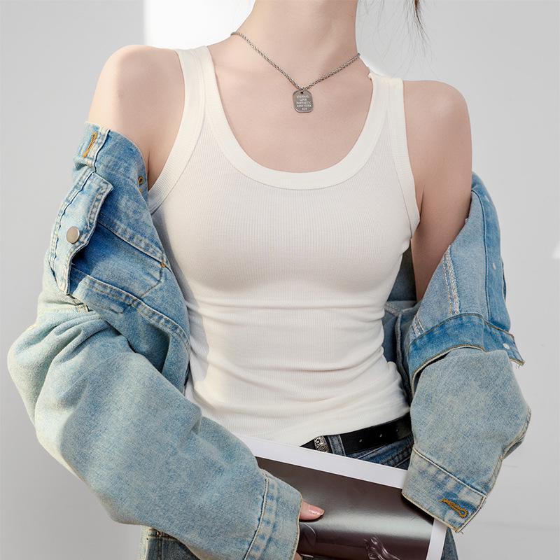 

Женский тонкий жилет-камисоль Ice Silk 2025 года — универсальный, подходит для многослойной одежды, как внутренняя или верхняя одежда, эластичный и без рукавов XL (for 60-70 kg) белый