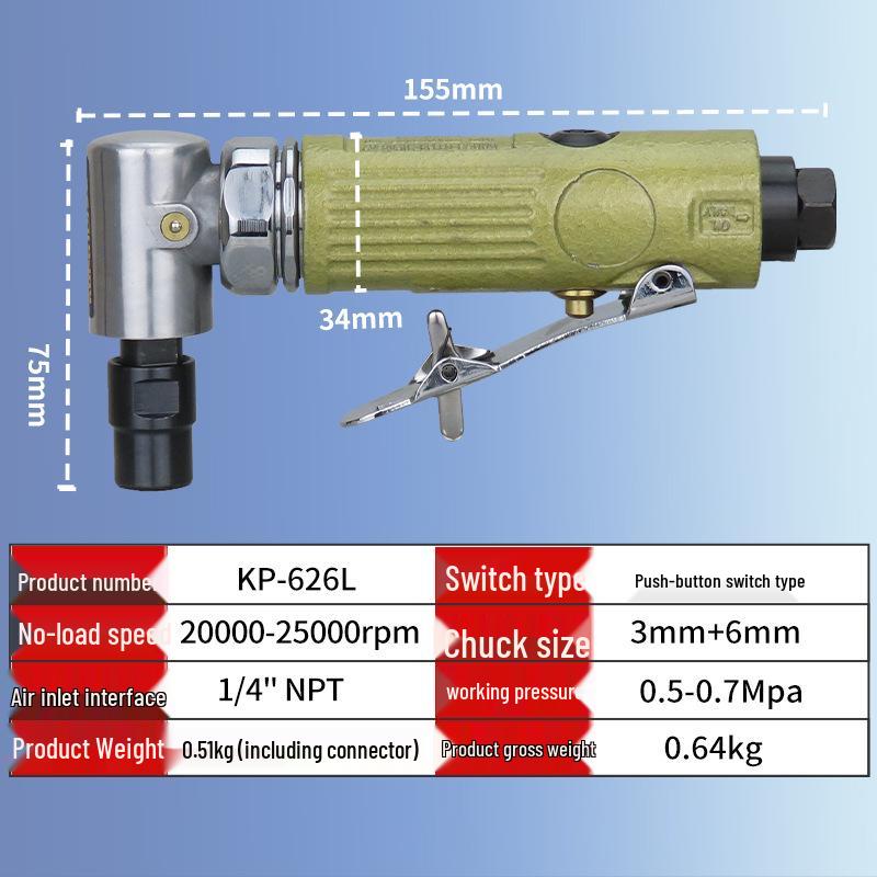 Gaobao 90° Right Angle Pneumatic Die Grinder & Deburring Tool