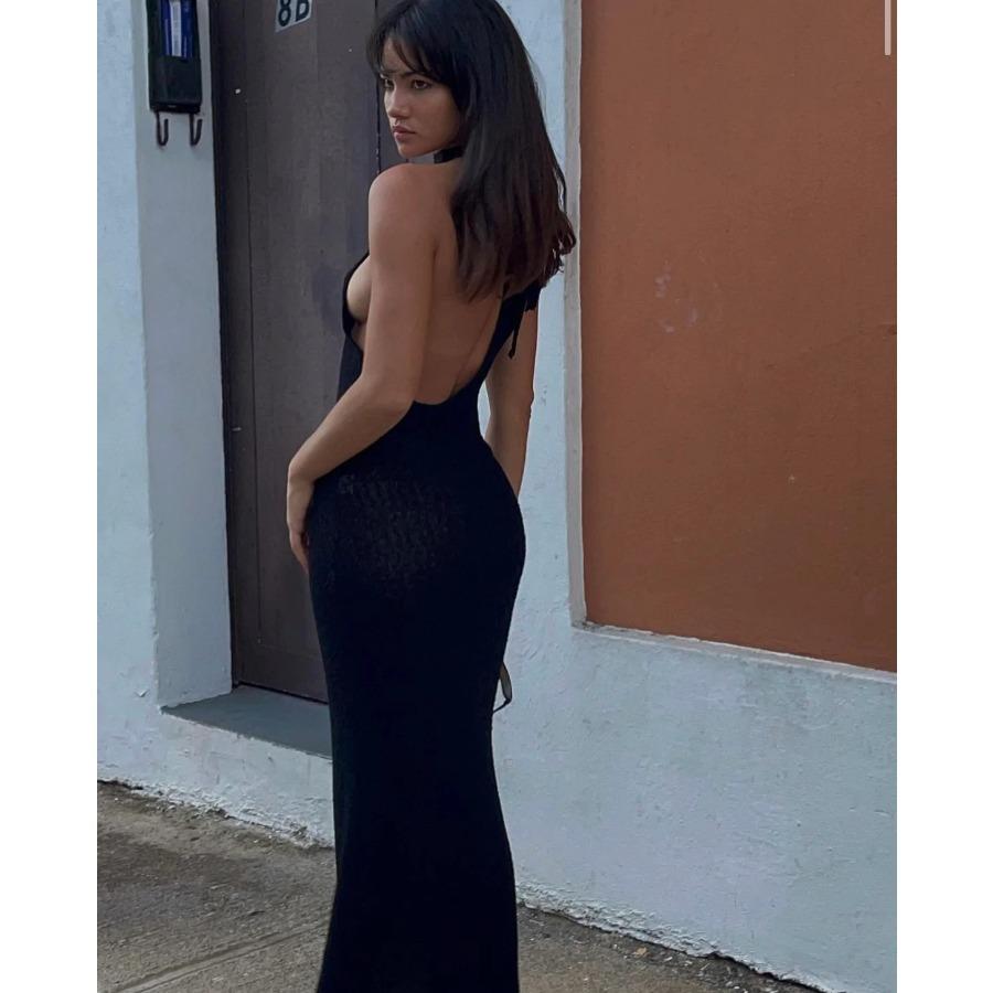 Rochie de petrecere de nuntă pentru femei la modă Rochii tricotate sexy și picante cu gât halter