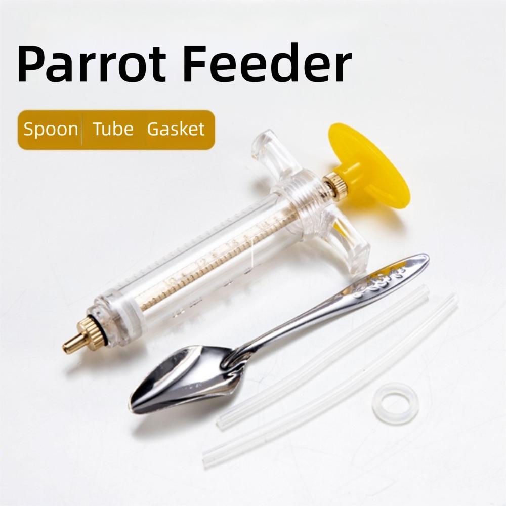 New Transparent Bird Feeding Syringe Plastic Material with Spoon Parrot Feeder Set 20ml 50ml Parrot Feeding Tubes for Baby Birds