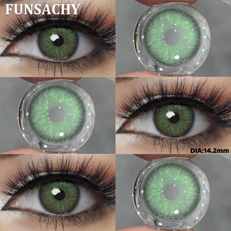 FUNSACHY 1 Pair Colored Contact Lenses Natural Big Black Eyes Blue Green Soft Contact Lenses for Women Brown Gray Contact Lenses
