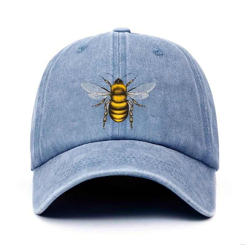 Bee patterned printed baseball cap for adults, featuring bee and insect themed party decorations, gifts, and supplies