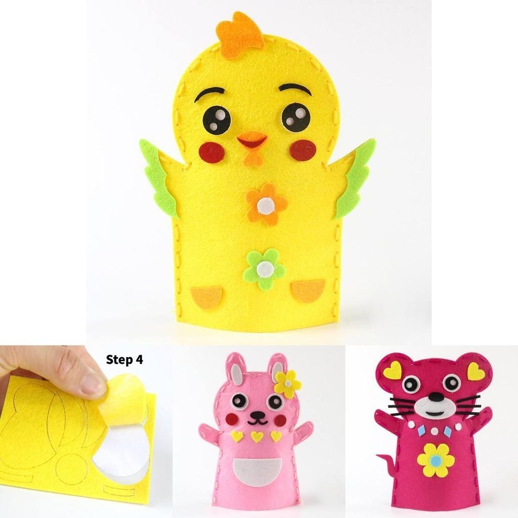 Children's Diy Craft Kit Non-woven Fabric Cartoon Animal Hand Puppets Kindergarten Handicraft Toy Set Characters)
