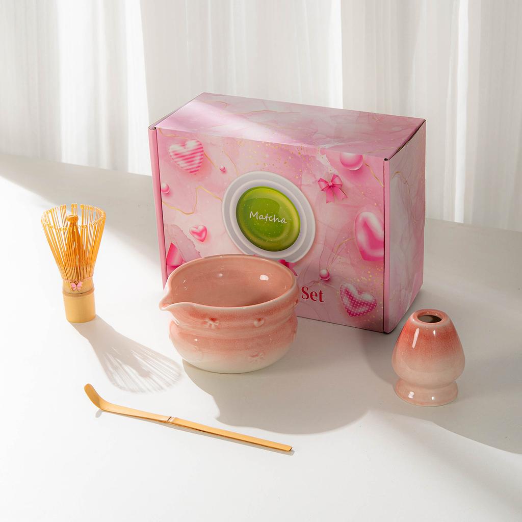 Japanese Matcha Set With Bow Pattern, Matcha Whisking Tools, Tea Set Accessories, Multiple Styles Available, Gift