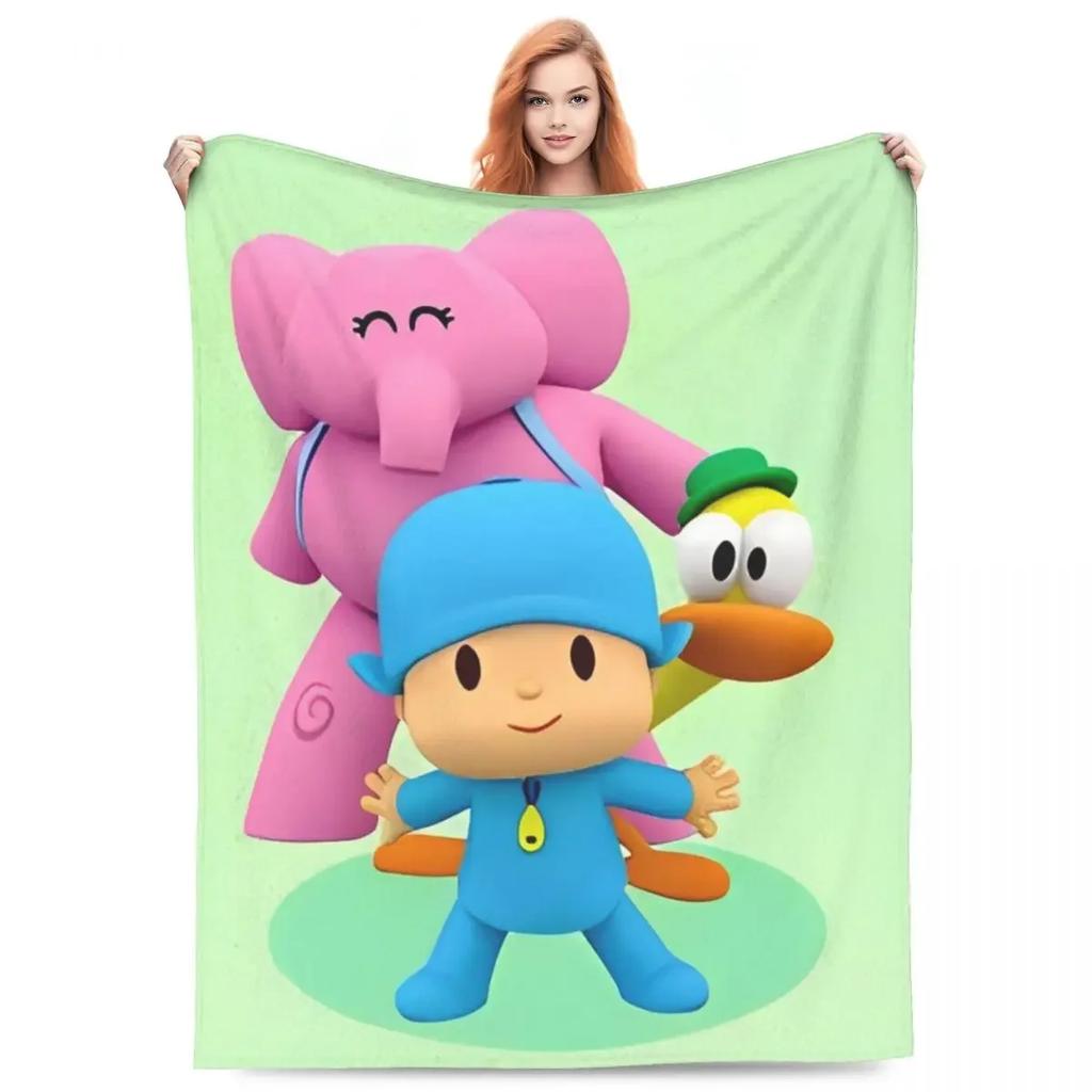 Cute Cartoon PPOCOYO Anime Printed Blanket Picnic Flannel Throw Blanket For Bedroom Warm Soft Custom DIY Quality Bedspread Gift