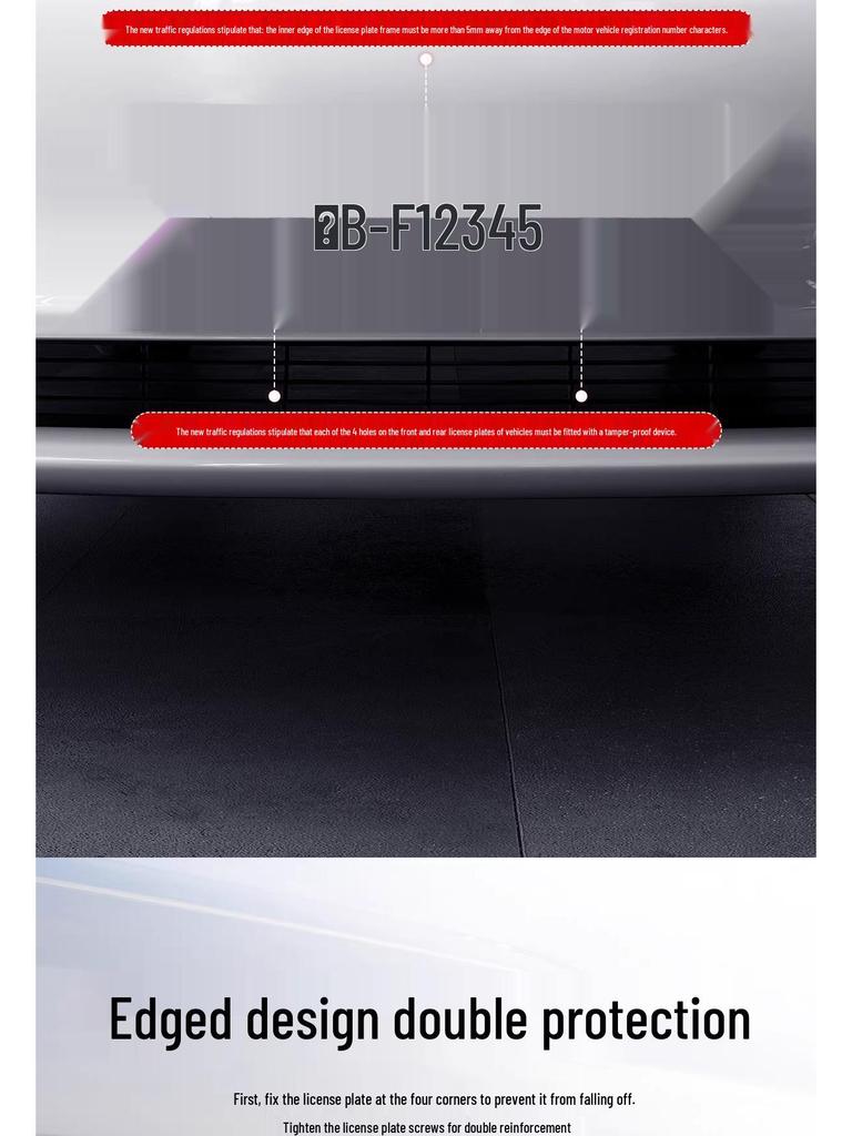 Tesla Model 3/Y Kennzeichenhalterahmen - Neue Version, Halterung mit vollem Schutz