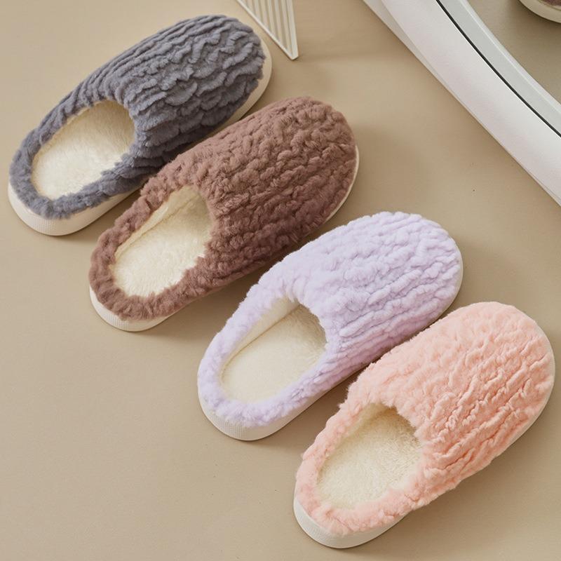 New simple non-slip cotton slippers women's autumn and winter parent-child indoor home children's plush slippers men