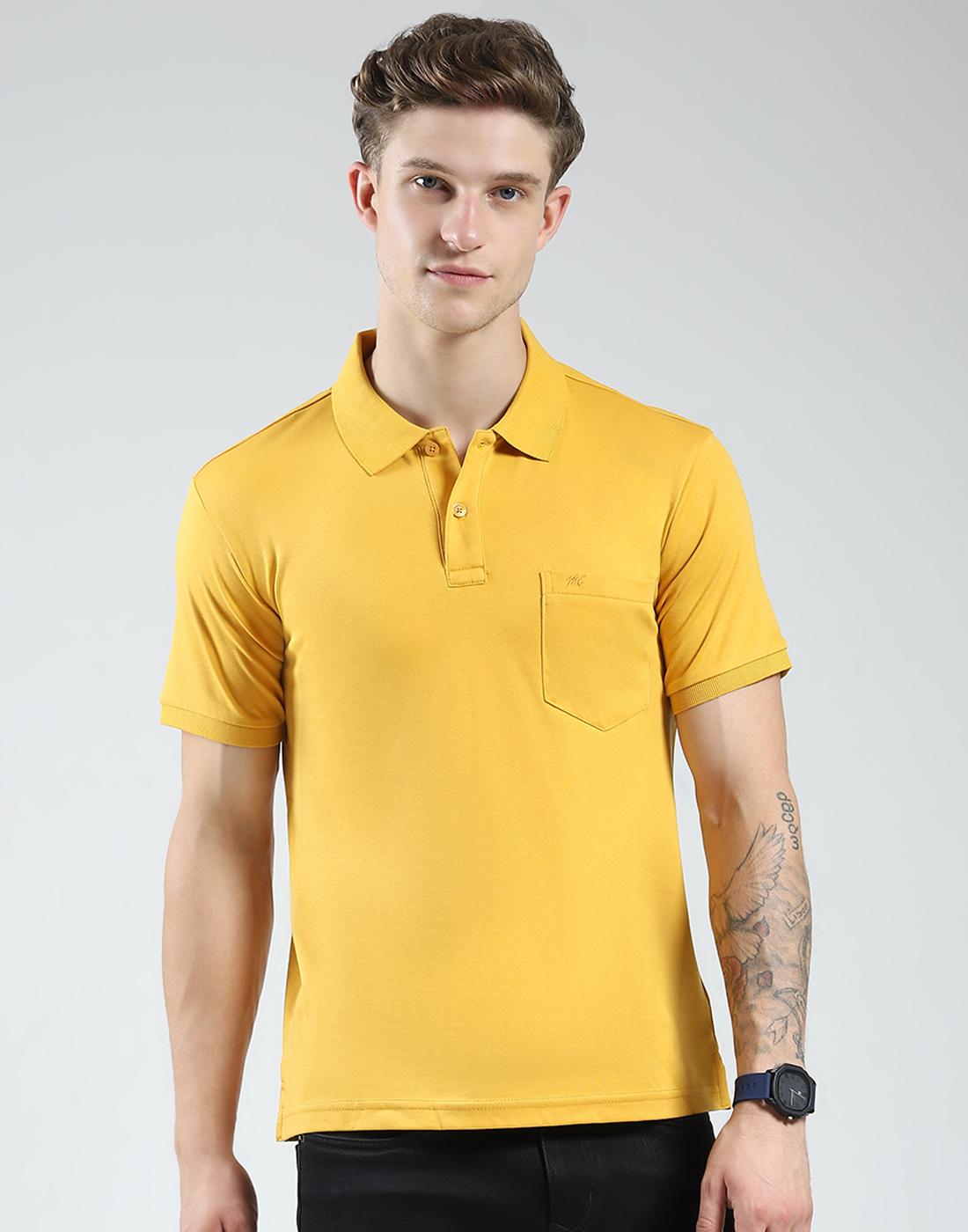 

Monte Carlo Mens Solid Collar Neck Tshirt 2XL горчичный