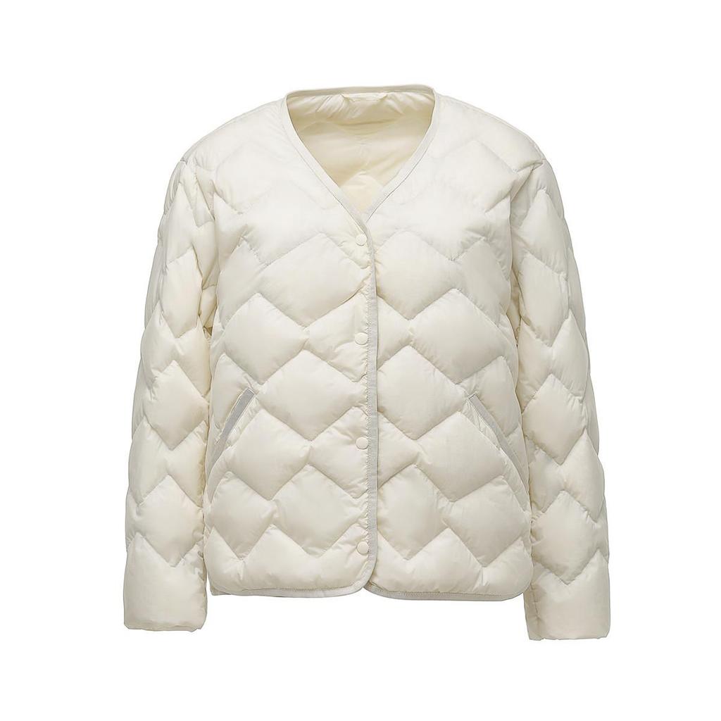 Damska lekka kurtka puchowa z dekoltem w serek 2025: Codzienna, Bez kołnierzyka, Krótka, Odzież wierzchnia Plus Size