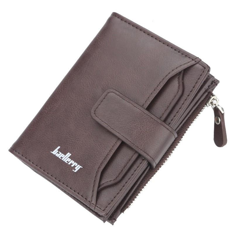 Wallet Men's Retro European American Three Fold Short Style With Multiple Card Slots Zipper Buckle High-end Small