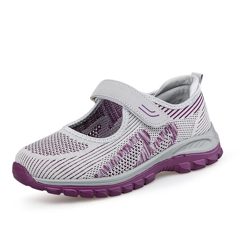 Spring and Summer New Elderly Shoes Genuine Female Mother Shoes Sports Dance Breathable Lightweight Middle-aged and Elderly Walking Shoes Sports