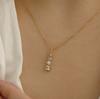 925 Sterling Silver Japanese Square Bar Crystal Pendant 14k Gold Plating Necklace Women Light Luxury Temperament Wedding Jewelry