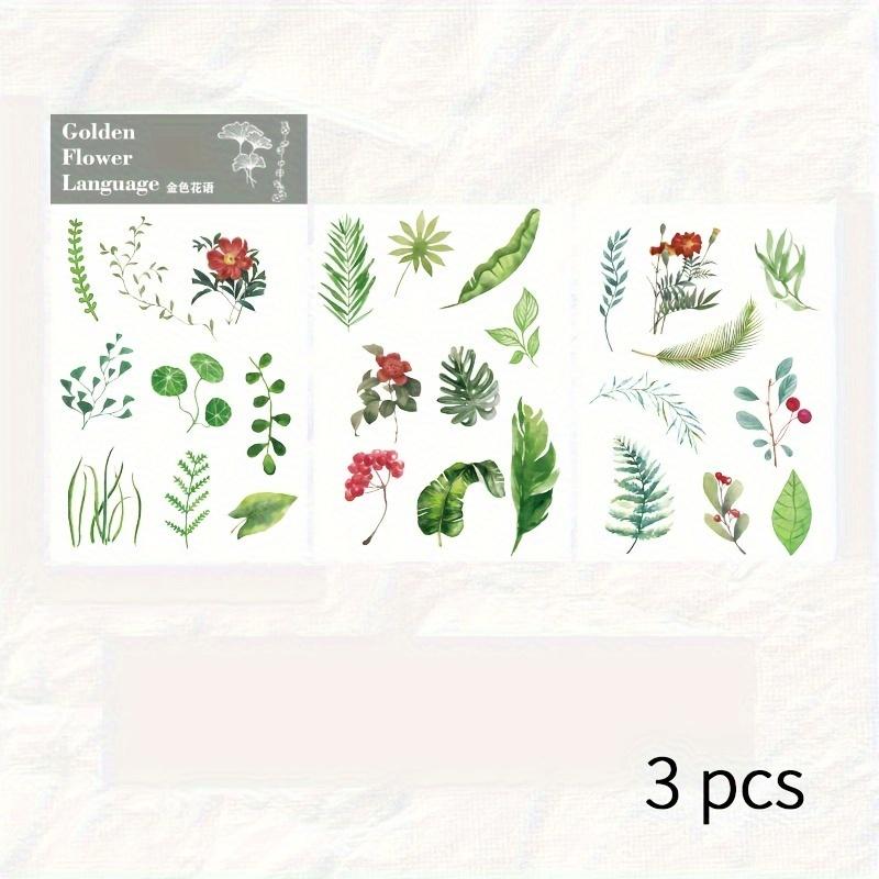 3 pcs/pack Plants flower leaves flat stickers DIY album Washi stickers Decorative Stick Labels Scrapbooking material