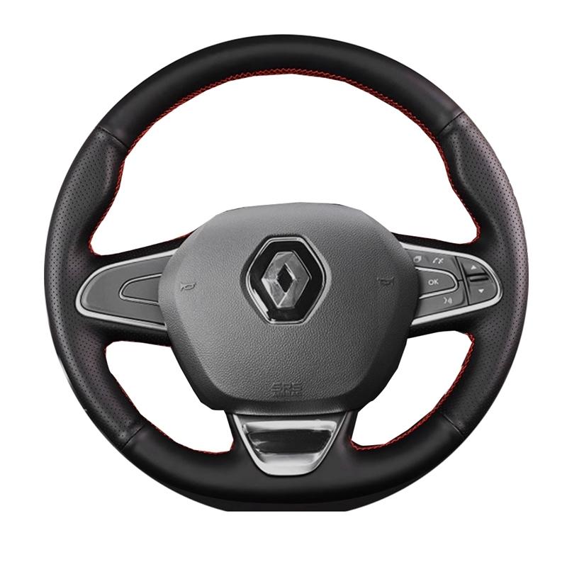 Gör-det-själv Svart Konstläder Handstickade Bilrattöverdrag För Renault Kadjar 2016 2017 Megane 2016 Scenic