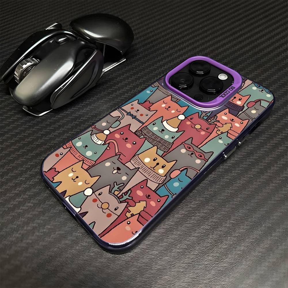 A Lot Of Cats Phone Case For iPhone17,16,15,14,13,12,11 Plus,Pro Max Purple Matte Shockproof Cover