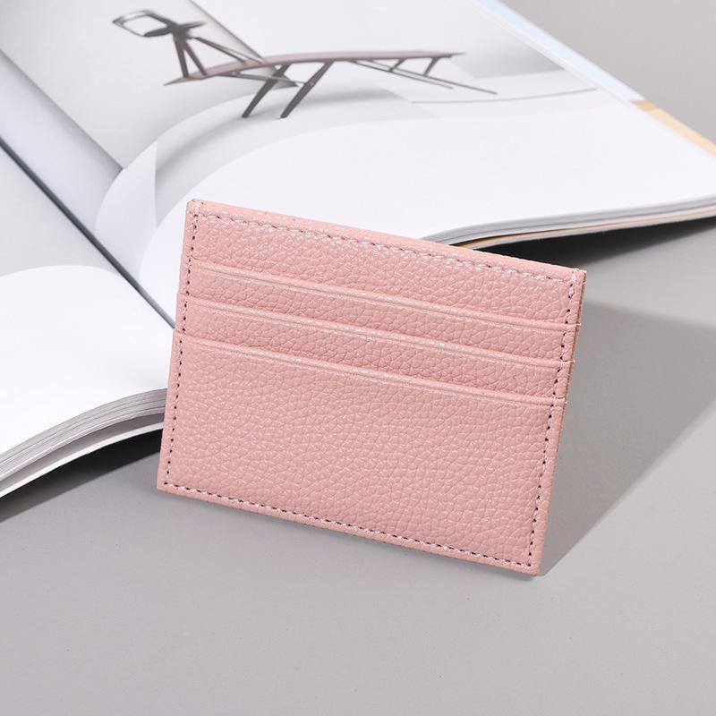 

Women s Slim PU Leather Multi-Slot Card Holder рожевий