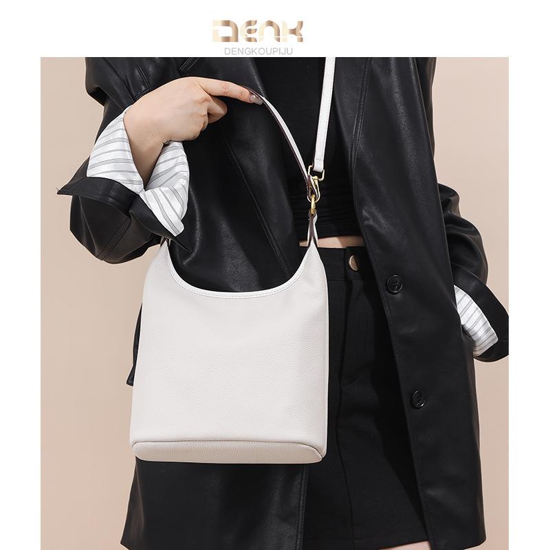 New leather women's bag first layer cowhide simple casual bucket bag shoulder messenger bag women