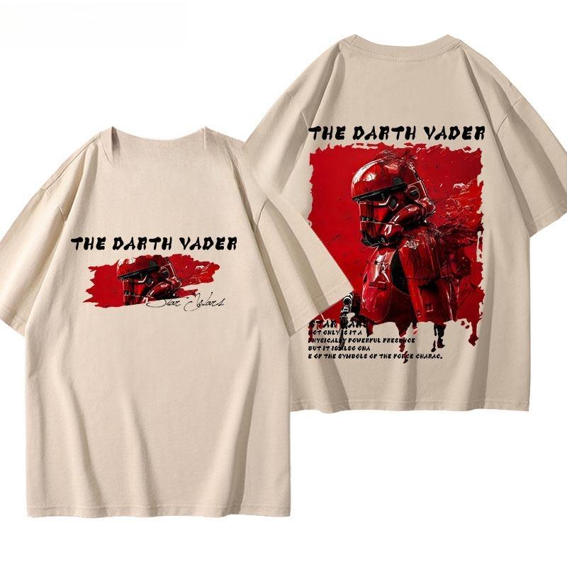 2026 New Style Star Wars Star Wars ShortSleeved American Retro Casual StreetTough Textured HeavyDuty  Cotton TShirt