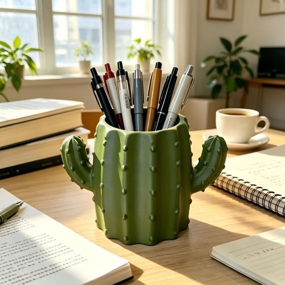 3D Printed Cactus Pen Holder Ins Style Makeup Brush Organizer Desktop Storage Pot  School Decor